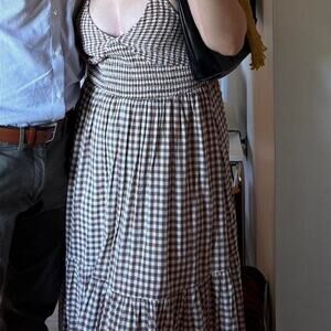 Urban outfitters brown and white gingham maxi dress